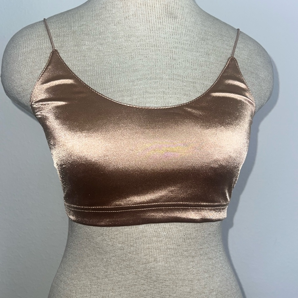 Out From Under Metallic Nude Crop Tank Top